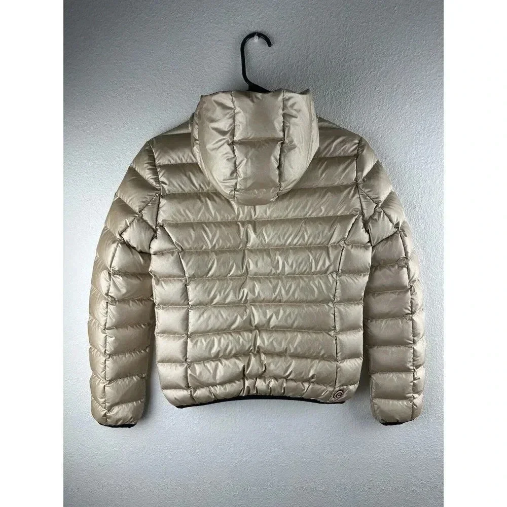 Colmar Girls Bronze Metallic Hooded Puffer Coat Jacket Size 12 Year Quilted